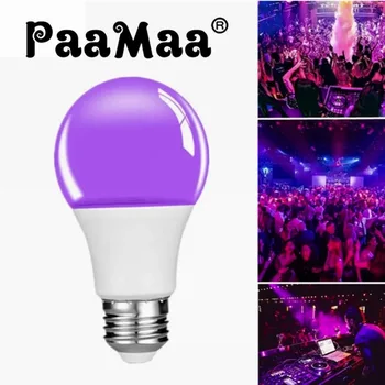Ултравиолетова лилаво крушка с мощност 12 W, ac 85-265 В лилаво прозрачна капачка, флуоресцентно осветление, лампа за украса атмосфера на хотела, партита, обитаван от духове къща