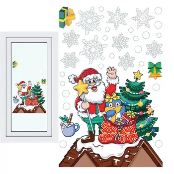 Коледни стикери за прозорци, Зимни Статични снежинки насладете се на Коледната атмосфера прозорци Декор на Аксесоари за плочки домакинство