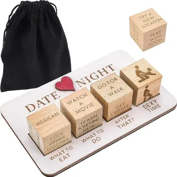 Играта на зарове на нощ посещения After Dark Edition е Игра на зарове на нощ дати за двойки, дървени Кубчета за многократна употреба на Годишнина от двойки