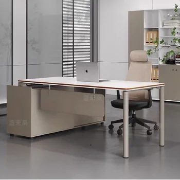 Естетичен Ергономичен Офис маса за ръководителя, Кофейно-бяло, Модерна Височина на офис масата, Луксозни Офис мебели
