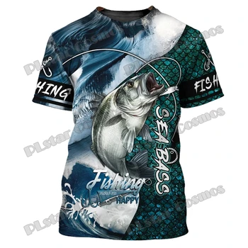 Мъжки модни тениски с 3D принтом PLstar Cosmos Bass / Walleye Fishing, лятна Ежедневни тениска унисекс с къс ръкав TX293