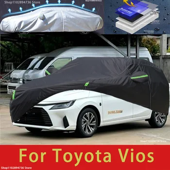 За Toyota Vios Подходящи Външни Защитни автомобил Сеат Снежна Покривка Козирка Прахоустойчив, Водоустойчив Външен черно automobile калъф