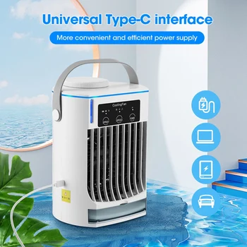 Чилър въздух Домакински Спрей-овлажнител за въздух Вентилатор на климатика с водно охлаждане, USB Настолен охлаждащ вентилатор, климатик