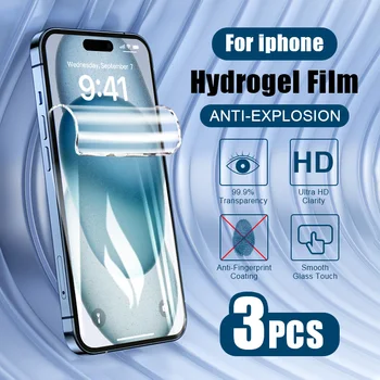 3шт 9D защитно фолио Гидрогелевая фолио за iPhone 15 на 13 mini 14 плюс 12 11 pro max Не Стъклена X XR XS защитно фолио за екрана с пълно покриване на