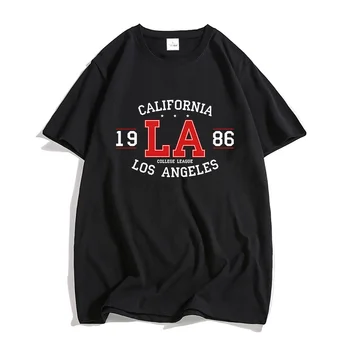 Тениски Los Angeles 91, МЪЖКИ Тениски от 100% памук, Градинска облекло, Тениски Four Seasons С къс ръкав, Ризи с кръгло деколте, Чувство за дизайн, Мода