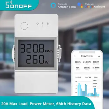 SONOFF POW Elite Smart Power Meter Превключвател 16A /20A Wifi Умен Дом преминете LCD екран Работи С приложение на Алекса Google Home eWeLink