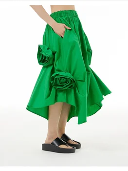 Пола 3D Цветна Пъпка Дамски Лятна Новост В Облеклото Нередовни Готически Y2k Дълга Рокля Harajuku Пола за Жените Скъпа Мода 2023