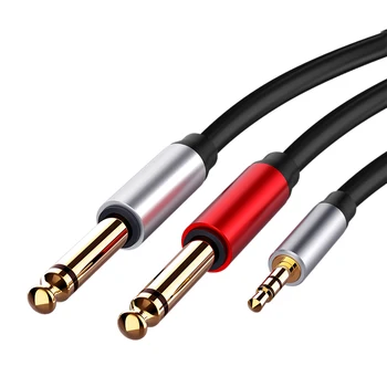 Аудио кабел с жак адаптер от 3,5 мм до двойно по 6,5 мм, кабел AUX-от 3,5 до 6,5 Ивица 3.5 Жак за китарен миксер, усилвател и бас.