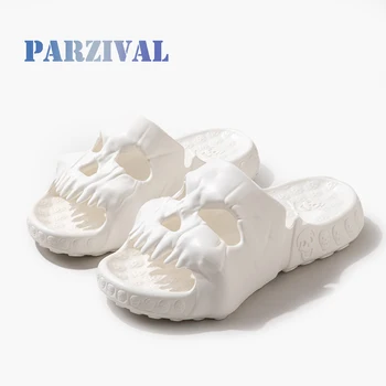 PARZIVAL/ Нови мъжки чехли с персонализирани модел на черепа, Летни улични джапанки, дебела подметка за плажа, нескользящие дамски сандали за почивка
