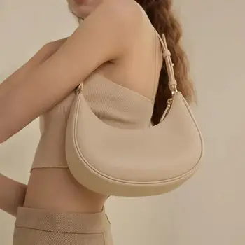 Луксозна чанта през рамо чантата си и 2023, Новият моден тренд, с пазарска чанта от естествена кожа, дамска чанта във формата на полумесец, W11