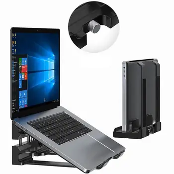Универсална вертикална поставка за лаптоп, Компактна поставка за лаптоп, Регулируемо, устойчиво на надраскване, За съхранение на преносими компютри за мобилни телефони, преносими компютри
