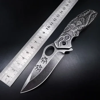 Мъжки сгъваем нож за самозащита на открито с Висока твърдост, преносим военно-тактически ловен нож за оцеляване Pocket Hunter