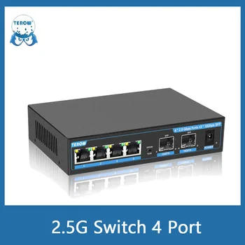 Terow 4 Порта 2.5 G Комутатор Ethernet RJ-45 Порт 10G SFP Gigabit Switch 2500 Mbit/с Щепсела и да играе unmanaged switch 2.5 gbps за ip камери