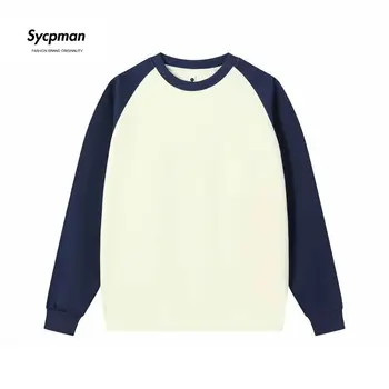 Мъжки hoody-raglan Sycpman 360 грама, с кръгло деколте, есенна двойка, широки дрехи, ежедневни градинска облекло