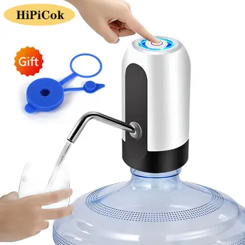 Помпа за бутилка с вода HiPiCok, 19 литра, зареждане чрез USB, Автоматични електрически захранващи вода, водна помпа за бутилка с универсална капачка за бутилка
