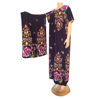 Abayas За жени, с високо качество макси-рокли с кръгло деколте и къс ръкав, Лятна рокля-шал с флорални принтом, Африка женски халат casual