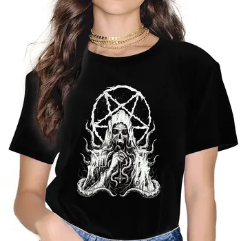 Тъмната Оккультная Дамски Дрехи Satanic Baphomet Коза, тениска Harajuku, Ретро Жена Топ