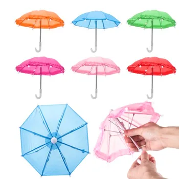 Мини ръчен чадър, куклен чадър за момичета, Цветни Аксесоари за дождевиков, Красиви Играчки за партита, Подарък за рожден Ден, завързана си чадър от слънцето