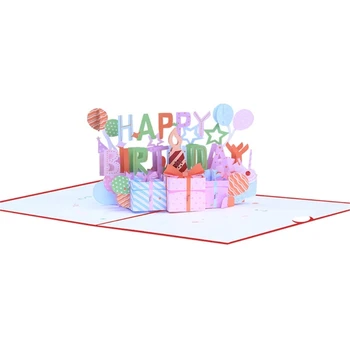 3D изскачащи поздравителни картички за рожден ден, подарък кутия с led подсветка картичка-подарък за майка си, жена си, татко