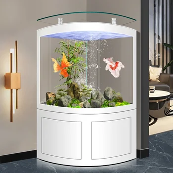 Леко луксозен Рибен глобус, Офис хол, хотел, голям екологичен дънен филтър, интелигентна аквариума в стената