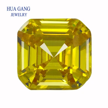 Квадратна Форма на Изумруд и диамант Нарязани Свободна Брилянт Камък 4ММ ~ 10ММ-ТА Жълто-Златни Синтетични Скъпоценни Камъни Кубичен Цирконий За Бижута