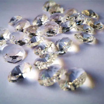 Високо качество на 200 бр./лот 14 мм осмоъгълен кристални топки за полилеи в 1 отвор 14 мм кристални осмоъгълен мъниста за украса на сватбена къща