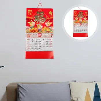 Сладък Cartoony Традиционния ежедневен календар в китайски стил Окачен календар Домакински Месечен календар нова година декор