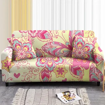 Еластичен калъф за дивана с шарени пеперуди се Използва за хола, калъф за дивана в ретро флорални мотиви, защитен калъф за мебели подвижни
