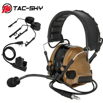 TS TAC-SKY COMAC III Тактическа Слушалки За Защита на слуха, Шумоподавляющие Слушалки с U94 ПР и Адаптер за Закрепване на Каска ARC