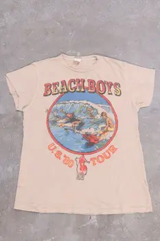 Е отпечатък The Beach Boys US Tour '80 sand тениска с къс ръкав Reprint NH6125