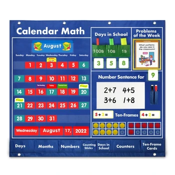 Джобен календар-диаграма на Математически Джобен график за Деца на възраст от 3 години, Готин Pocket график на Учебни помагала от Математическото Брои Дати