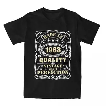 Направено през 1983 г., Качество, Подарък за рожден ден на 1983 година, мъжки реколта тениска 40-годишна давност, на Новост, Тениски от 100% памук, Тениски с кръгло деколте, Дрехи