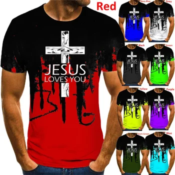Исус 2021, Мъжки Новата Модерна риза Jesus Обича You, Тениска Унисекс с къс ръкав, Ежедневни християнска тениска, Голям размер 2XS-6XL