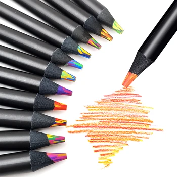 1бр 8 цвята Концентрични наклон с Преливащи се цветове моливи, Цветни Моливи Канцеларски материали Артистичен фигура Оцветяване на скици на Случаен принцип