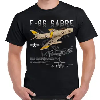 Тениска-схема на Реактивния изтребител F-86 Sabre от 100% памук Кръгло деколте, Лятна Ежедневната Мъжка тениска С къс ръкав, Размер S-3XL