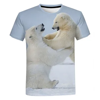 Лятна Нова тениска с 3D-принтом серия Смешни Polar Bear, Мода мъжка тениска с кръгла яка и къс ръкав, графична мода Haikyuu