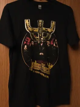 Черна тениска Judas Priest 50 години хеви-метъл, двустранен L