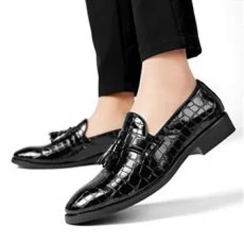 Мъжки обувки за Есен 2023, нова бизнес официалната дрехи, британски тенденция, универсална ежедневни спортни обувки за настолни игри, мъжки обувки от черна кожа.