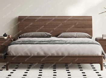 Северна Америка, Черен орех, легло от масивна дървесина, Скандинавски спалня, голямо легло, модерна спалня