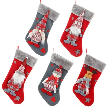 Красиви Коледни чорапи, големи опаковки за коледни подаръци, Украса за камината, Чорапи, държач за бонбони за домашен декор