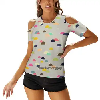Женска тениска Happy Hills С Шнур Отзад, Ежедневни Блузи С Къс ръкав, Летни Тениски С Геометричен Модел на Пастелни Тонове, Женствени Мятно-Розова Лятна