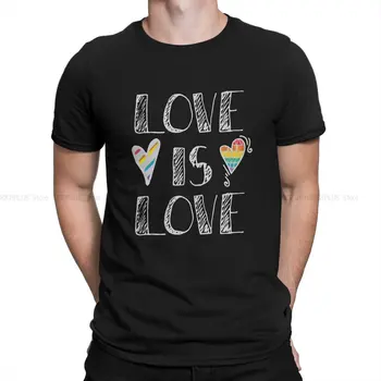 Гей Дизайн Мъжка тениска Love Is Love Doodles Индивидуалност Тениска От Полиестер Harajuku Градинска Облекло Хипстер