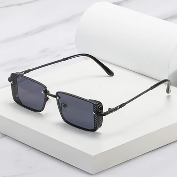 метални слънчеви очила в стил пънк, мъжки vintage слънчеви очила в малка рамка, модерен квадратни очила за жени uv400 2024, топла разпродажба, лято