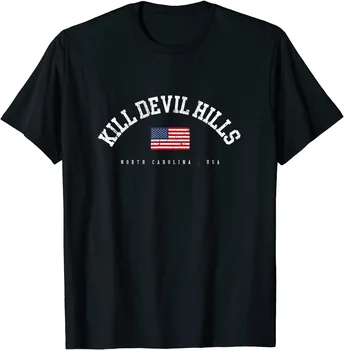Kill Devil Hills, Северна Каролина, ретро-американската памучен тениска с кръгло деколте, мъжки ежедневни ризи с къс ръкав, блузи, градинска облекло в стил харадзюку