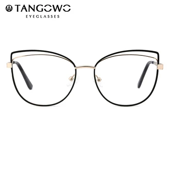 TANGOWO Реколта метална дограма за женските очила Ретро Компютърни оптични очила Cateye Късогледство Очила за далекогледство рецепта FL1809