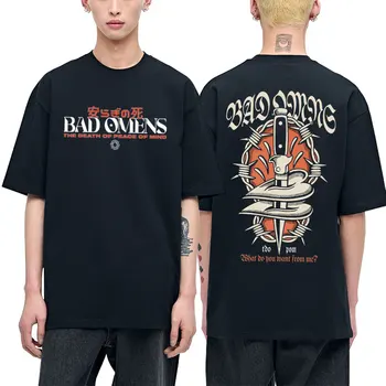Рок-група Bad Omens The Death of Peace of Mind Тениска с принтом Летни Мъжки Модни Реколта тениска Мъжка тениска в стил Хип-Хоп Градинска облекло