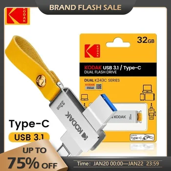 Kodak Type C-Две в едно USB Флаш памет 32 GB 64 GB 128 GB Компютър, Мобилен Телефон, USB Флаш устройство с Двойна употреба Въртящи Творчески USB 3.1