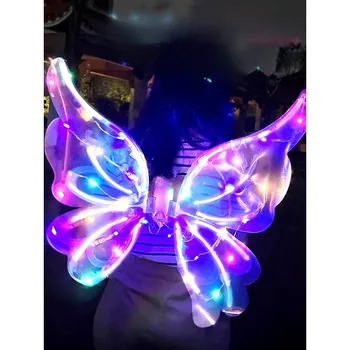 Движещи се крила елф, електрически крила на пеперуда, на гърба на кучето-ангел, детски светещи играчки, подаръци за малки момичета