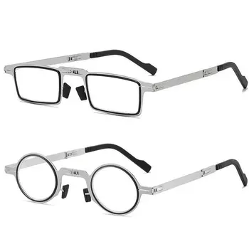 1 бр. сини сгъваеми очила за четене със защита от светлина, мъжки метални преносими очила за старческо в рамки, охлаждащи очила с футляром Gafas