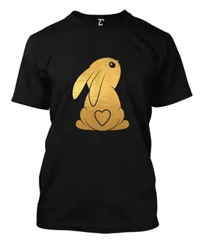 Заек с опашка във формата на сърце - Мъжки тениска с изображение на заек от златно фолио Easter Love
